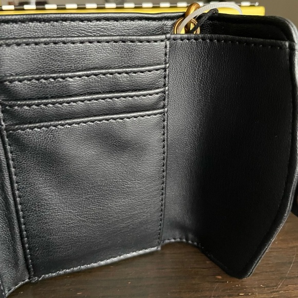 Steve Madden Black Leather Wristlet with Gold Accents - Picture 9 of 10
